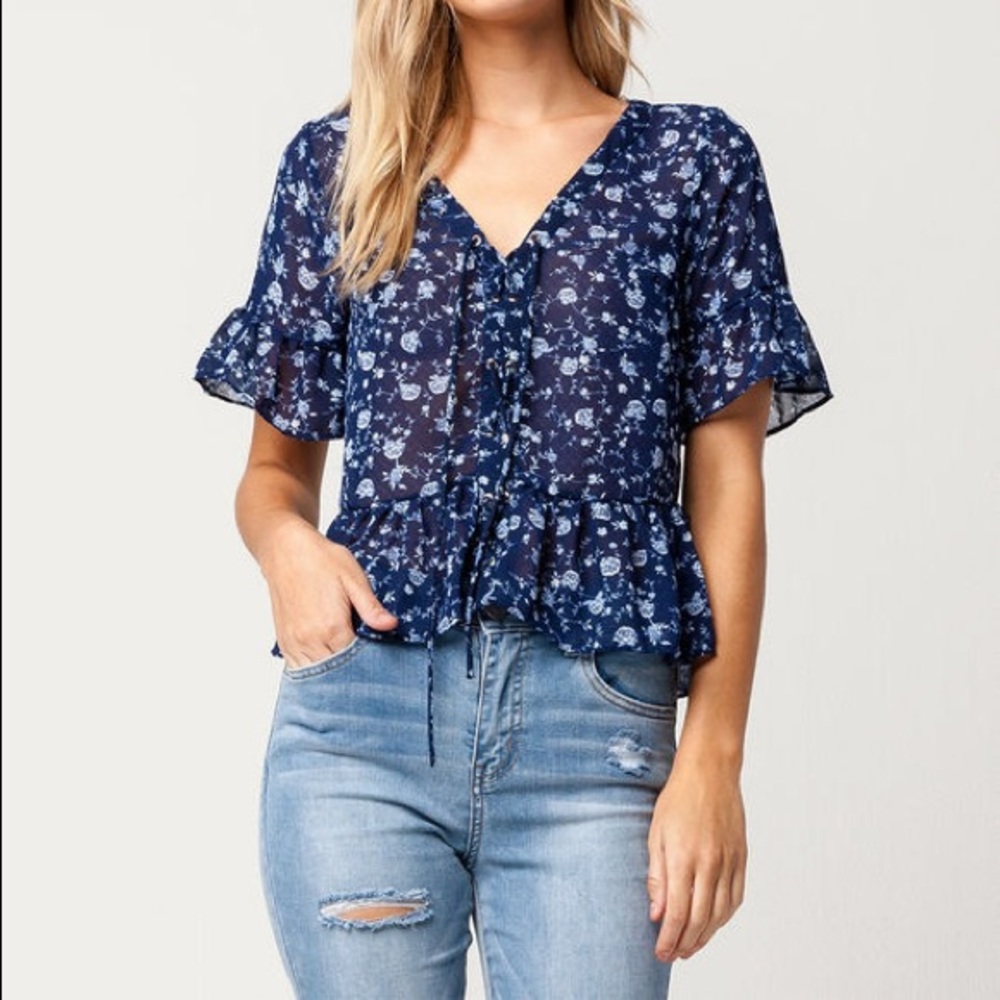 New✨Floral peplum top